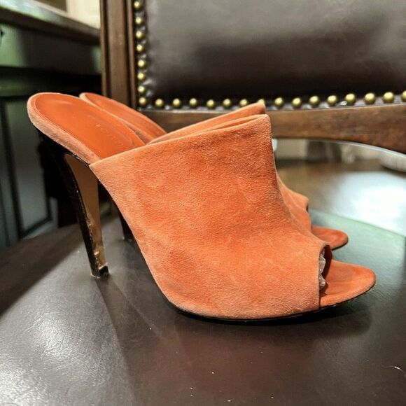 Jenni Kayne Peeptoe Suede Mule Heels Size 37 US 7